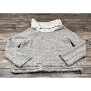 Anthropologie Sleeping On Snow Wool Sweater‎ Women's L Grey Turtleneck Cozycore